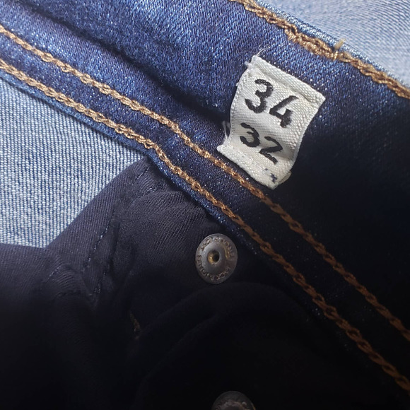 Jack & Jones Slim Fit Glen Jeans Size 34x32 Stretchy Medium Wash Distressed - Picture 6 of 7